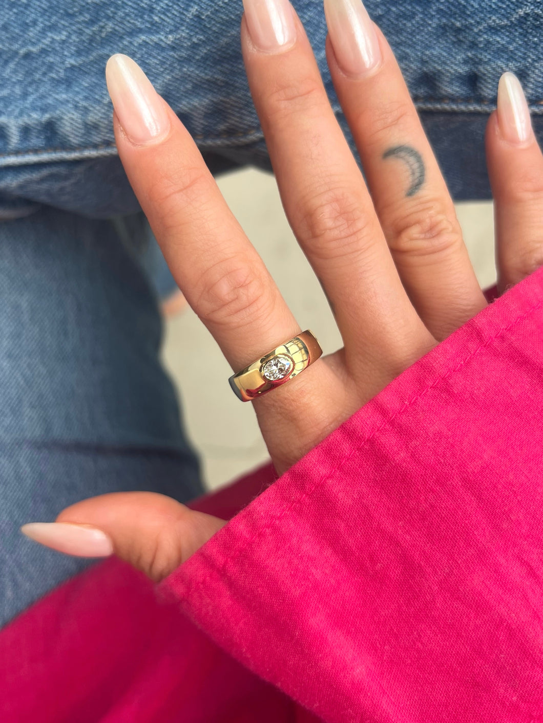 Bague Jonc Diamant Ovale